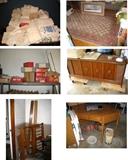 Linens, stereo, Twin bed framing, rug, base of corner desk set