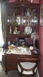 writing desk w/ glass cabinet