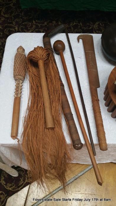 Somoan and Tongan Clubs, Whisks and Staffs 