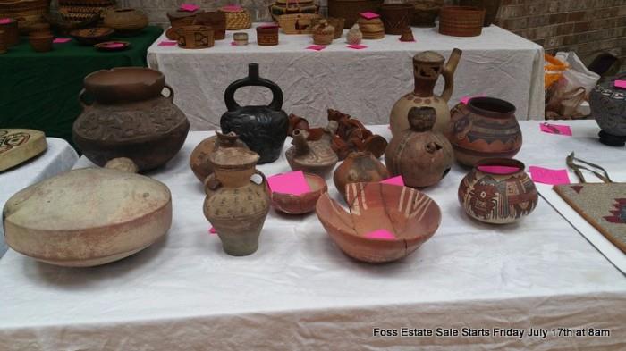 Collection of Pre-Columbian pottery from Peru.