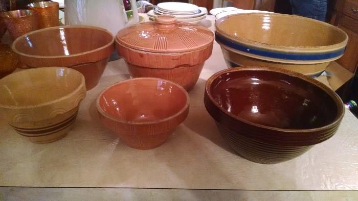 COLLECTION OF ANTIQUE  STONE WARE BOWLS