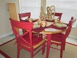Maple ad painted red chairs with leaf - area indoor outdoor carpet