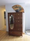 Oak Armoire and Asian Fan on top