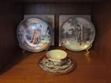Handpainted Chinese Plates. EggshellTea cup and 2 saucers.