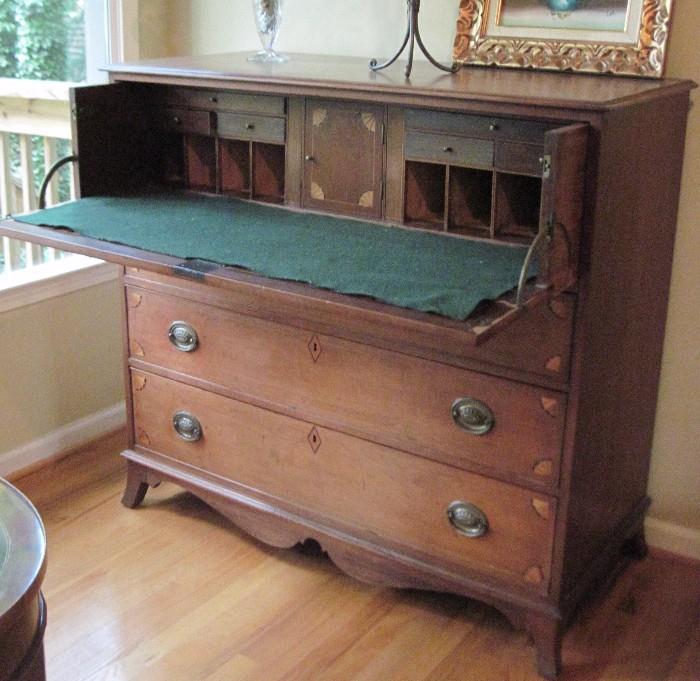 authentic Federal fall front desk with hidden compartments circa 1800