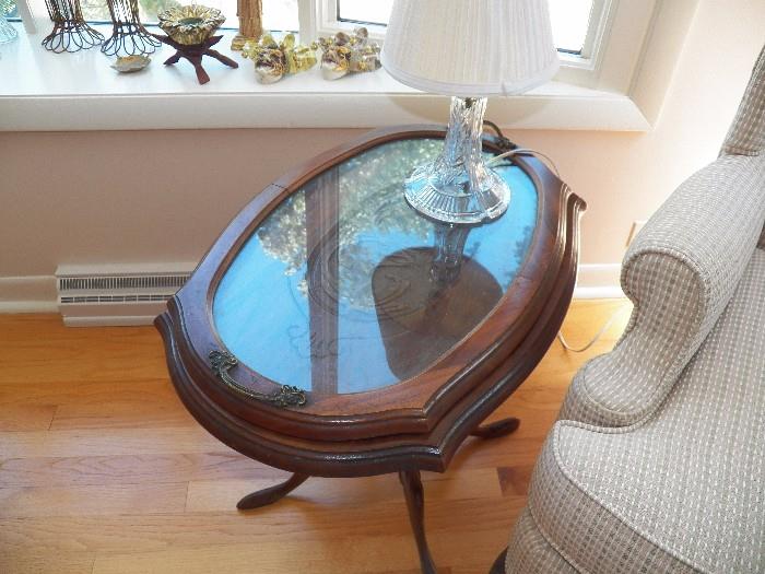 Glass top Butler's table-vintage