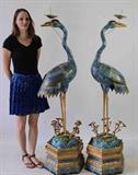 Chinese cloisonné and enamel cranes