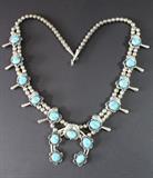 Sterling and turquoise squash blossom necklace
