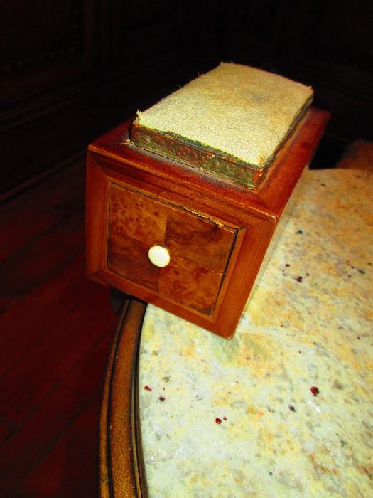 ANTIQUE SEWING BOX WITH TABLE CLAMP