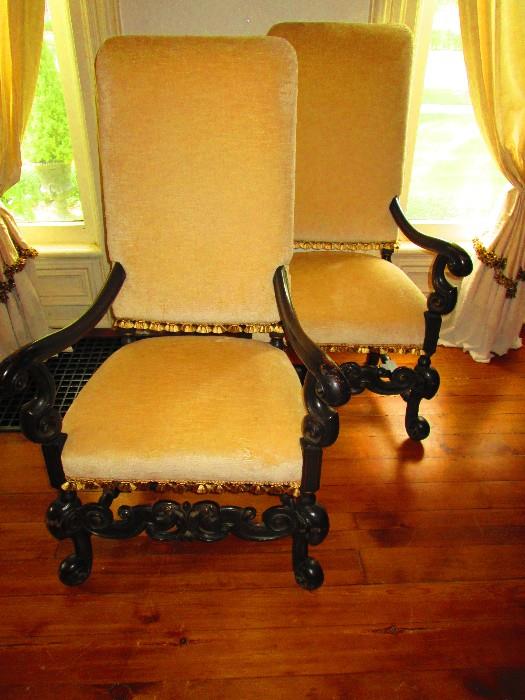 PAIR OF 19TH c JACOBEAN STYLE CHAIRS
