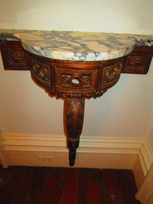 VICTORIAN WALL TABLE WITH MARBLE TOP