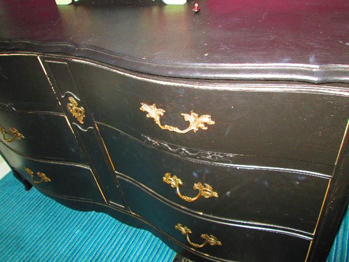 BLACKENED FRENCH CHEST OF DRAWERS by BASSETT