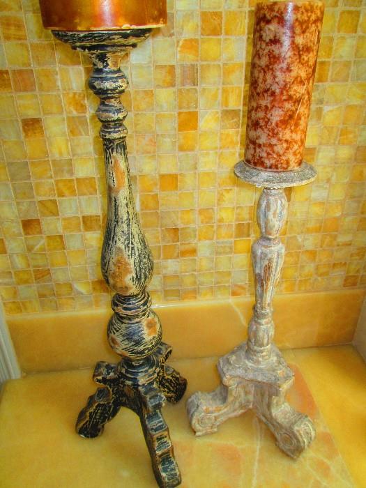 WEATHERED CANDLE STANDS