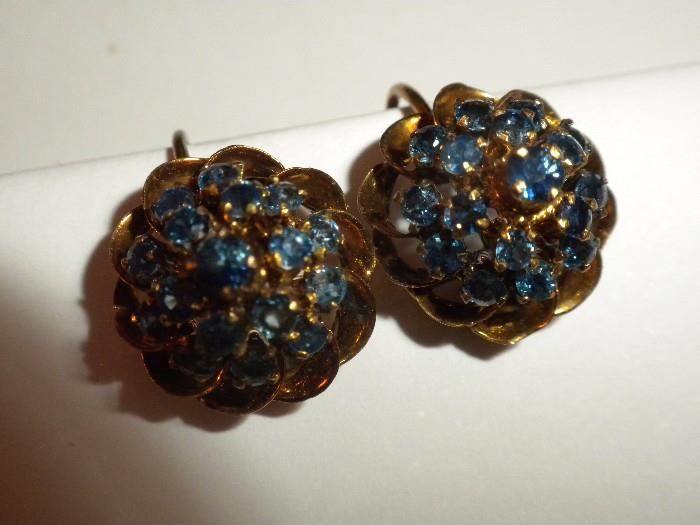 BLUE SAPHIRE AND GOLD EARRINGS