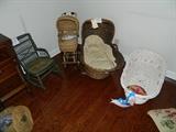 Children's rocker, pram and bassinette.  