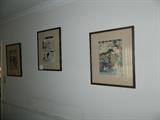 Set of three Japanese prints on paper.  Chops and description on each.