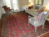 1920's parlor set with two chairs.  Large hand-tied oriental carpet.