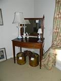 Dressing table, lamps.