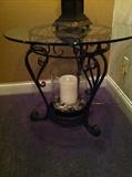 Great glass & wrought iron end table