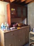 Top part of a hoosier cabinet and a 3 door cabinet
