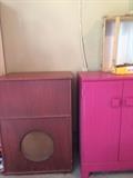 Old radio case ,  pink storage cabinet