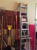 step ladder, extension ladder, garden tools