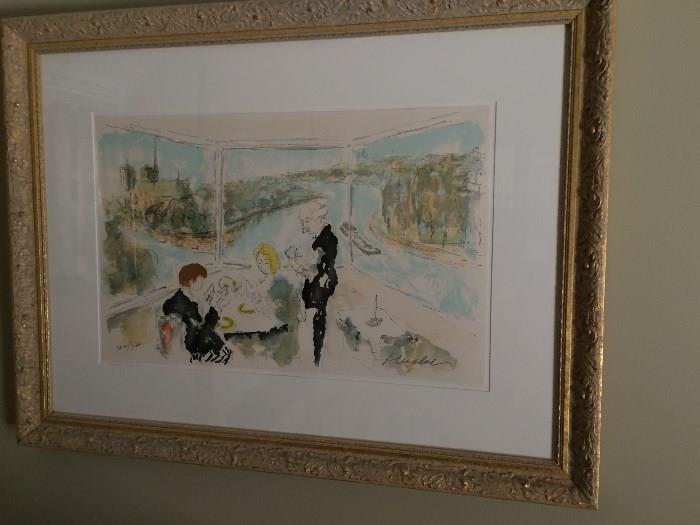 Art   -  title: La Tour d'Argent a Paris  by Hachet, Urbain - 1989  size 14 5/8" X 23 1/4" - Lithograph in color on Arches Paper   signed and numbered