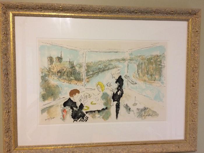 Title: La Tour d;Argent a Paris   1989    - 14 5/8" x 23 1/4"  - Lithograph in color on Arches paper, Signed in pencil , numbered 