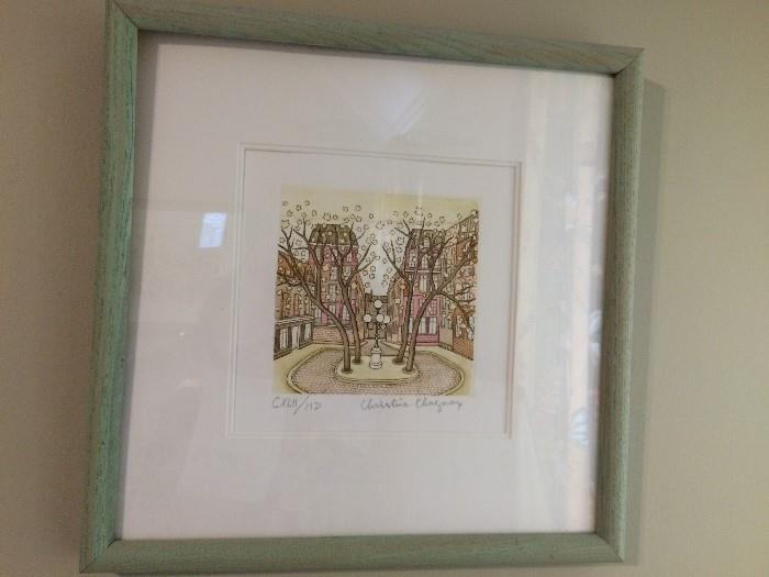 Art Title: Furstenberg   Media: Etching with hand coloring--   Artist:  Christine Chagnoux
