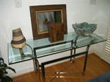 CHROME AND GLASS CONSOLE TABLE