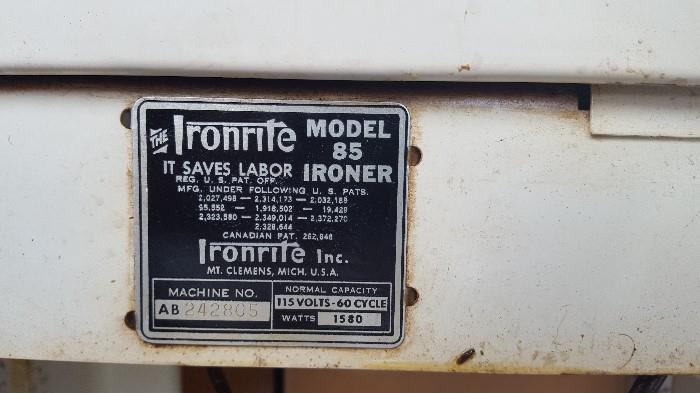 Vintage Ironrite Clothes Press Ironer and Vintage Ironrite Chair