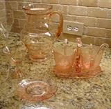 Pink depression glass