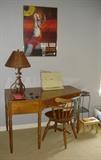 Vintage Ethan Allen corner desk, swivel chair...Geosafari game...
