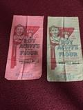 Unusual Roy Acuff 25lb. flour sacks in pink and green in great condition. These should be from the 1940's.