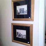 Architectural prints with black silk matting.