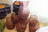 Amethyst water pitcher with matching glasses