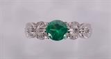 Sterling Silver & LC Emerald Cartier Style Ring
