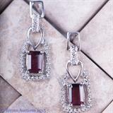 Sterling Silver & Garnet Drop Earrings