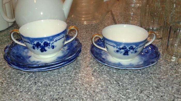 Flow Blue Tea Cups