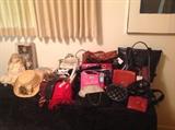 Women's New Designer Hand Bags and Brand New Leather Gloves, Size 7