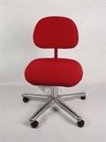 Item Description: A lovely mid-century Herman Miller Ergon office chair with red upholstery and chrome swivel base.

