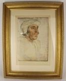 Item Description: A beautifully framed antique hand-colored portrait plate, engraved from the original drawings by Hans Holbein, caption reads 'Fitz Williams Earl of Southampton'
