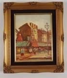 Item Description: A beautiful original oil painting on board by artist Horton depicting a quaint village scene in a lovely gilded wooden frame and signed in the lower right corner.
