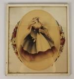 Item Description: A beautiful hand-colored Victorian Fashion Art illustration print signed by artist, Bernard, embellished with hand-colored floral design to either side.
