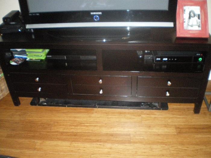 Wood TV console cabinet