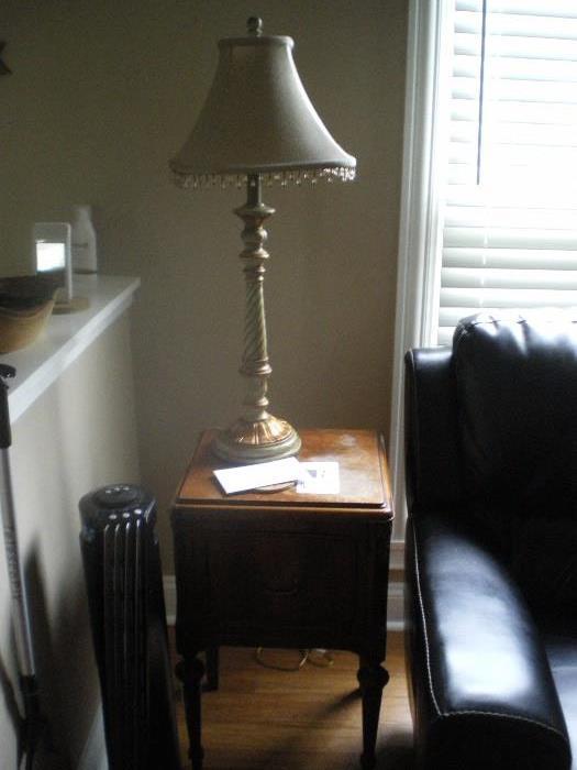 Antique Side Table, Lamp
