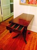 Drop leaf table with silverware drawers