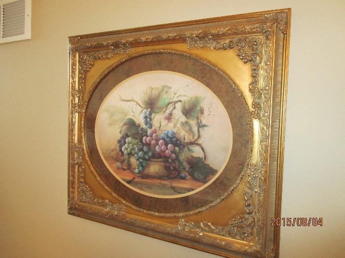Decorator Ornate Framed Picture depicting Grapes/Fruit