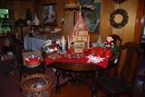 Antique Christmas pyramid/ round table with 6 chairs