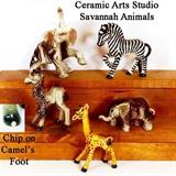 Ceramic Arts Studio Figurines W/ Zebra, Pr of Elephants, Giraffe and Camel (Camel has chip on foot)